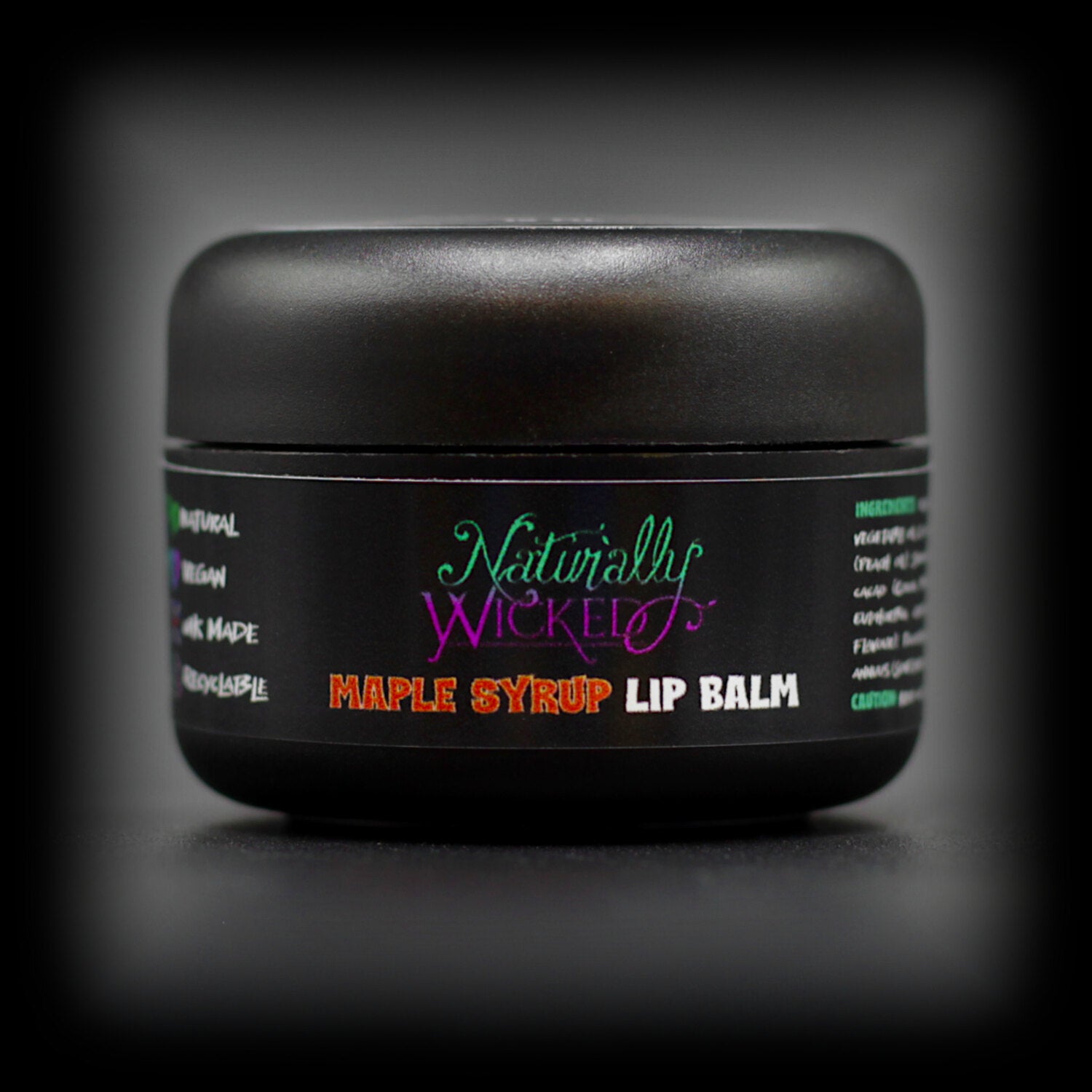 Naturally Wicked Maple Syrup Lip Balm In Compact Luxury Black Container