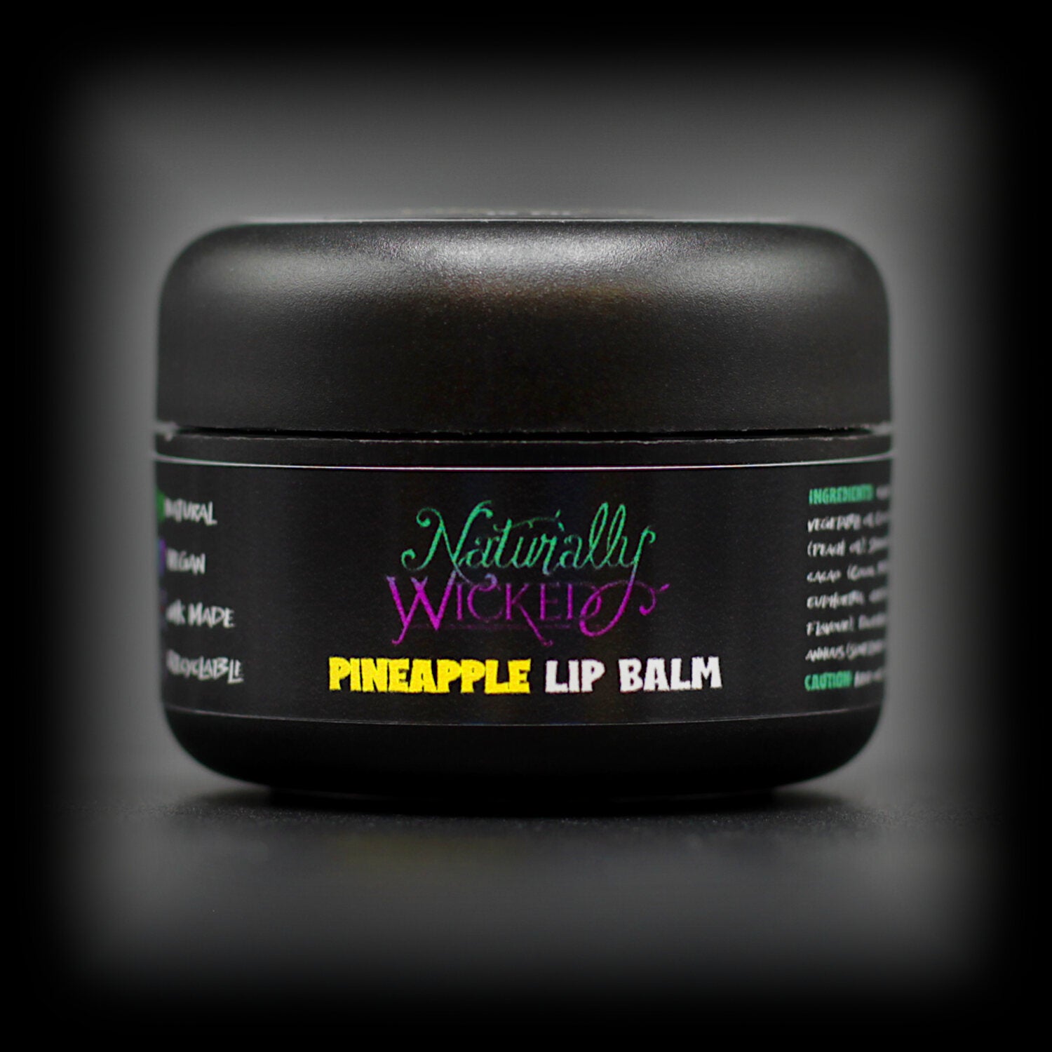Naturally Wicked Pineapple Lip Balm In Luxury Black Compact Gift Sized Container