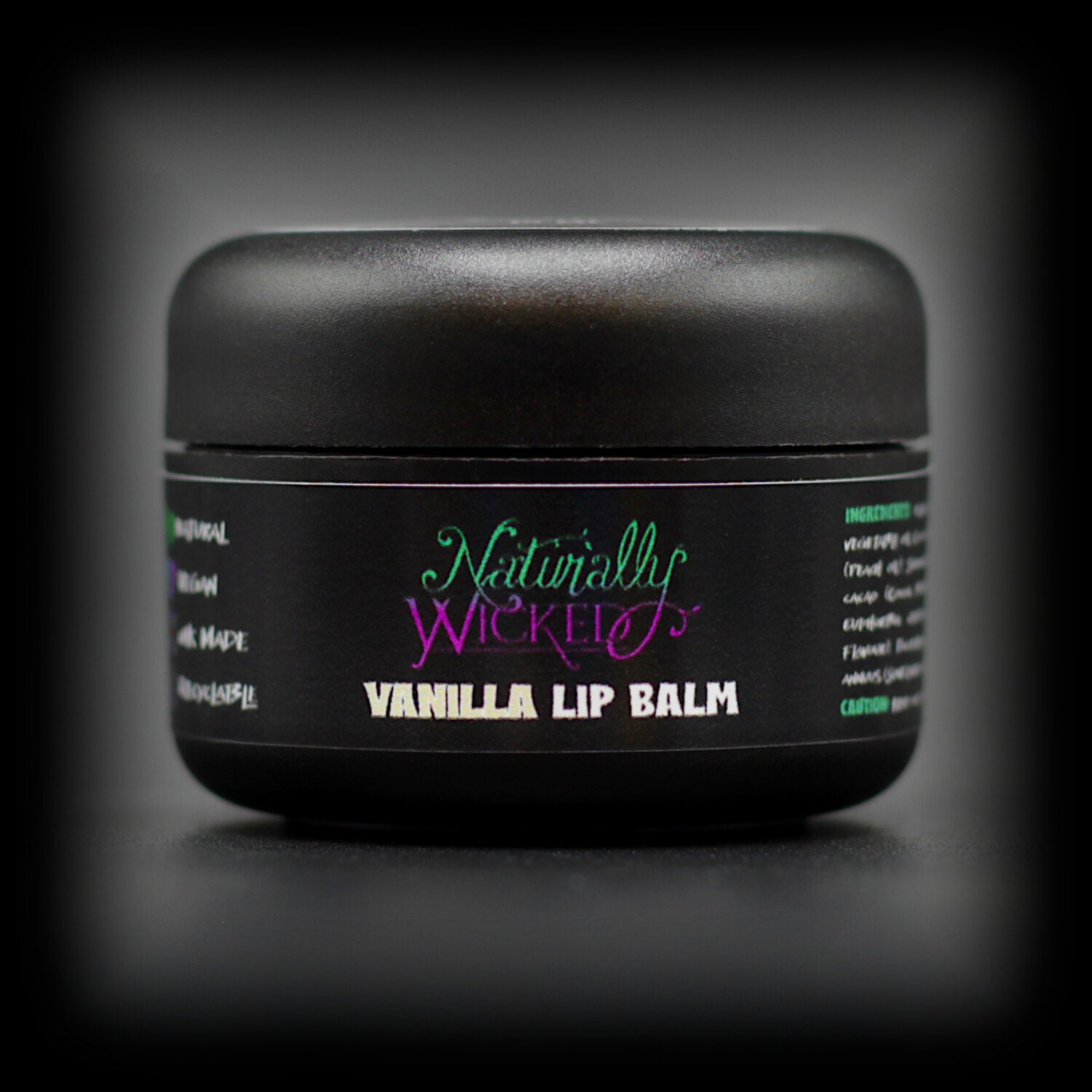 15ml Naturally Wicked Vanilla Lip Balm In Compact Black Pocket Container