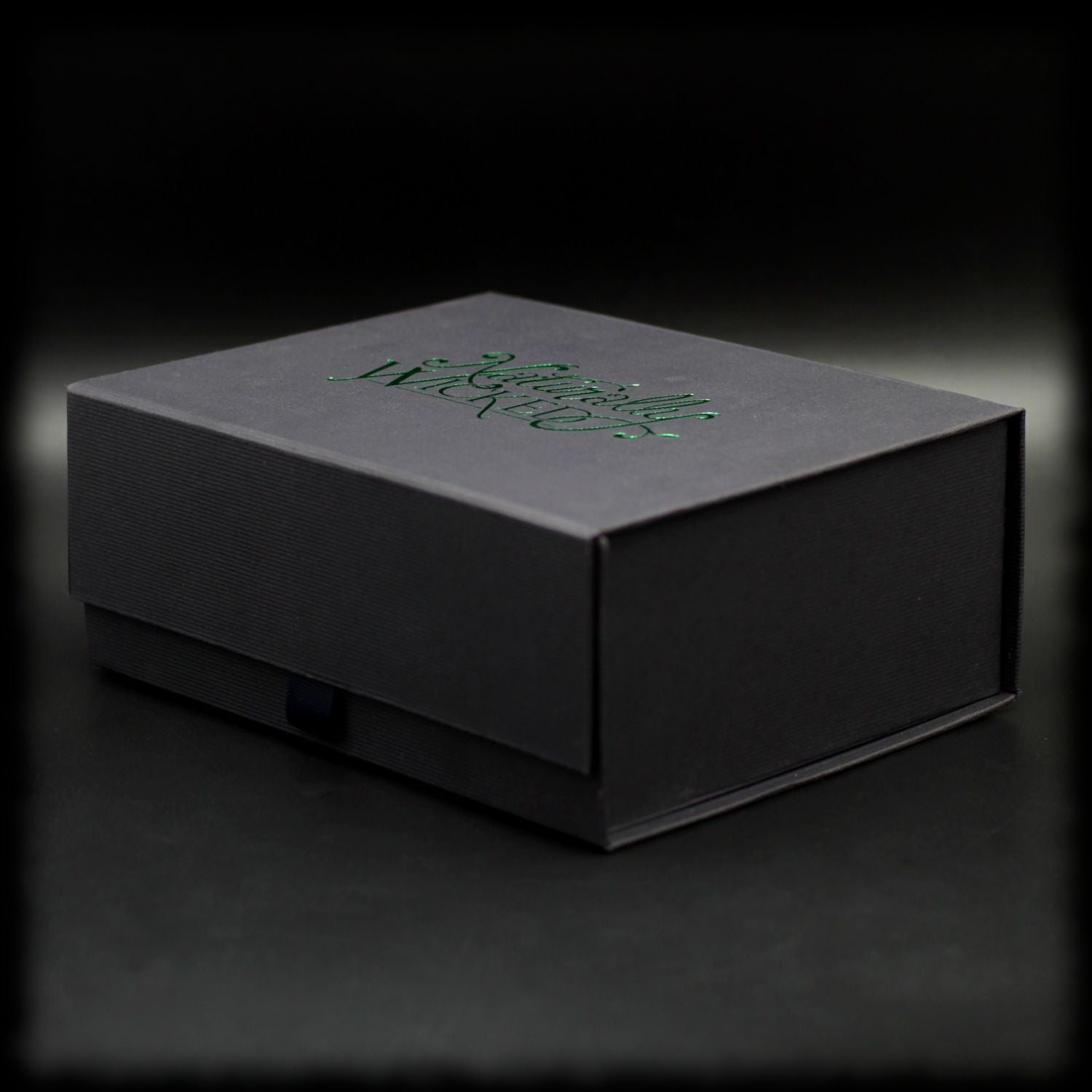 Naturally Wicked Deluxe Personalised Gift Beauty Box for Her With Green Naturally Wicked Logo On Top Of Classy Black Lid