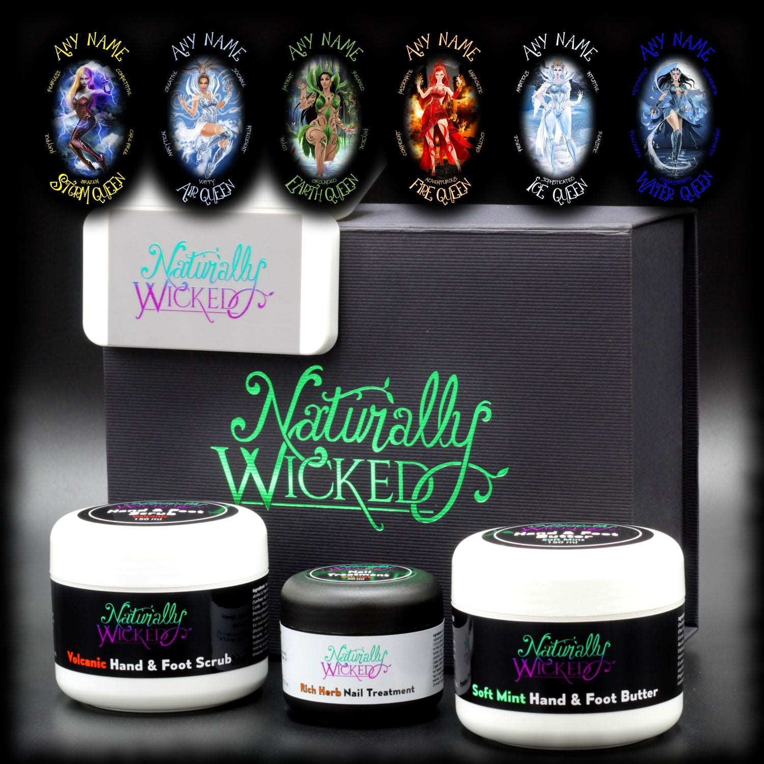 Personalised Naturally Wicked Hand & Foot Beauty Gift Set For Her With Hand & Foot Scrub, Nail Treatment & Hand & Foot Butter