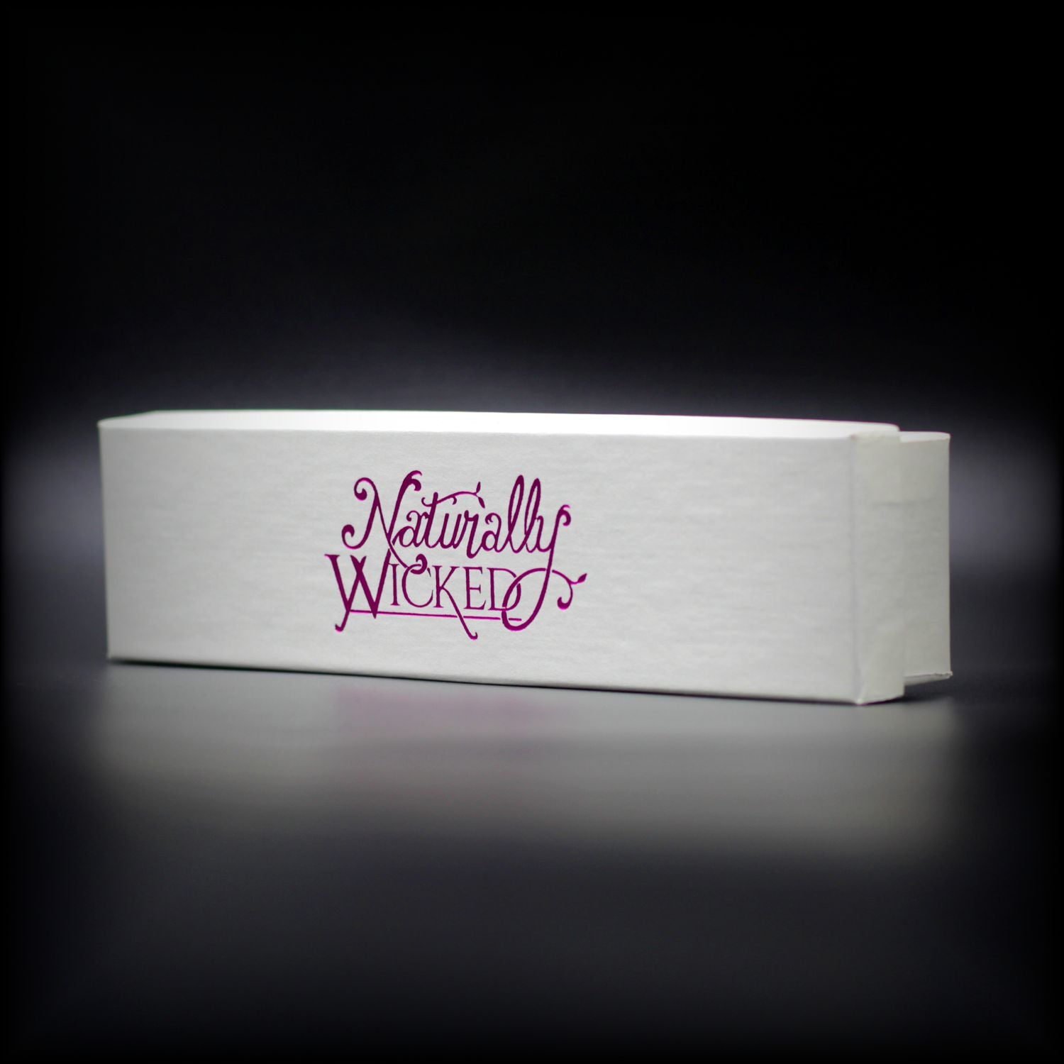 Naturally Wicked Lip Balm Trio Outer Gift Box; Pure White With Metallic Pink Naturally Wicked Logo Across Front