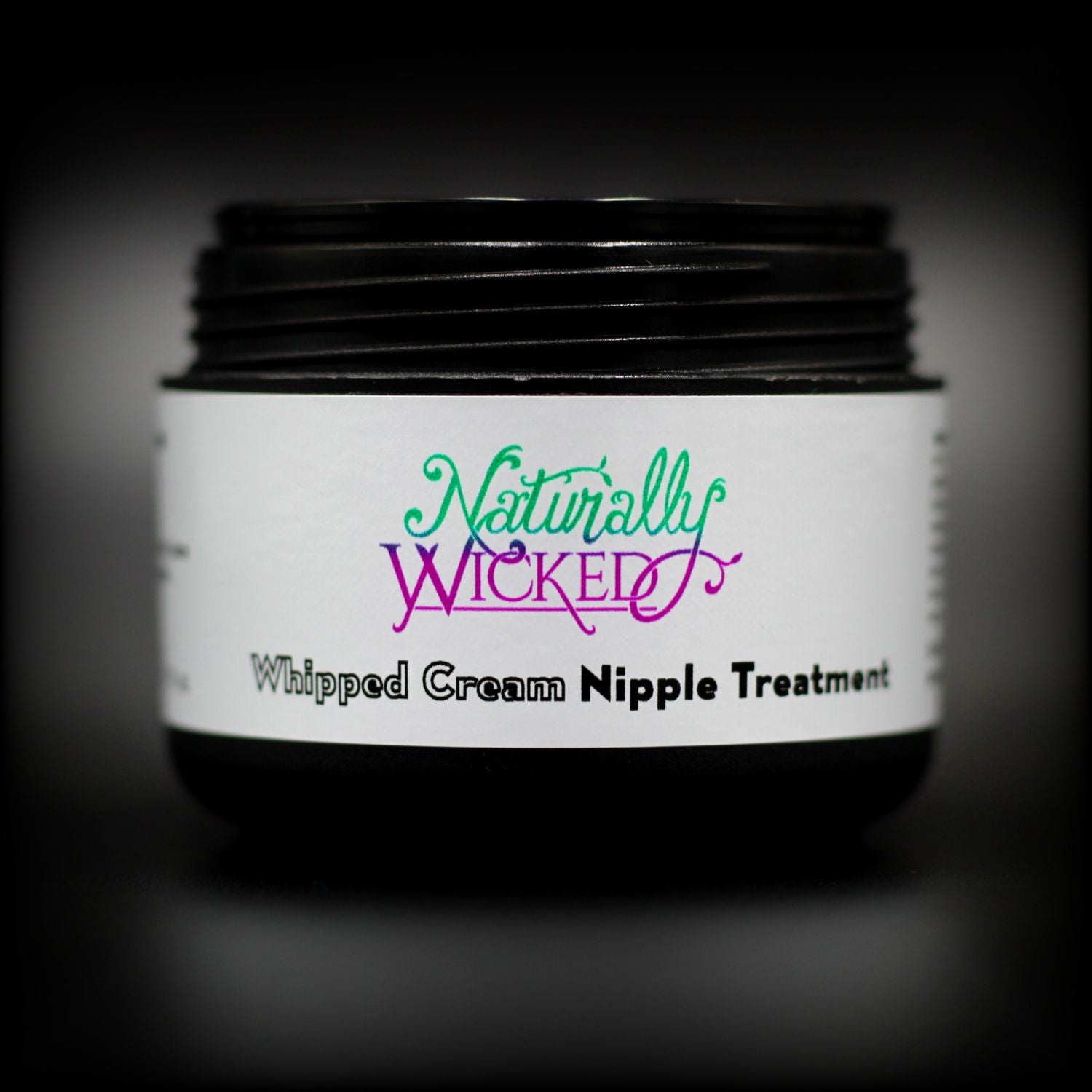 Naturally Wicked Whipped Cream Nipple Treatment Container Without Lid Exposing Seal & Screw Connection