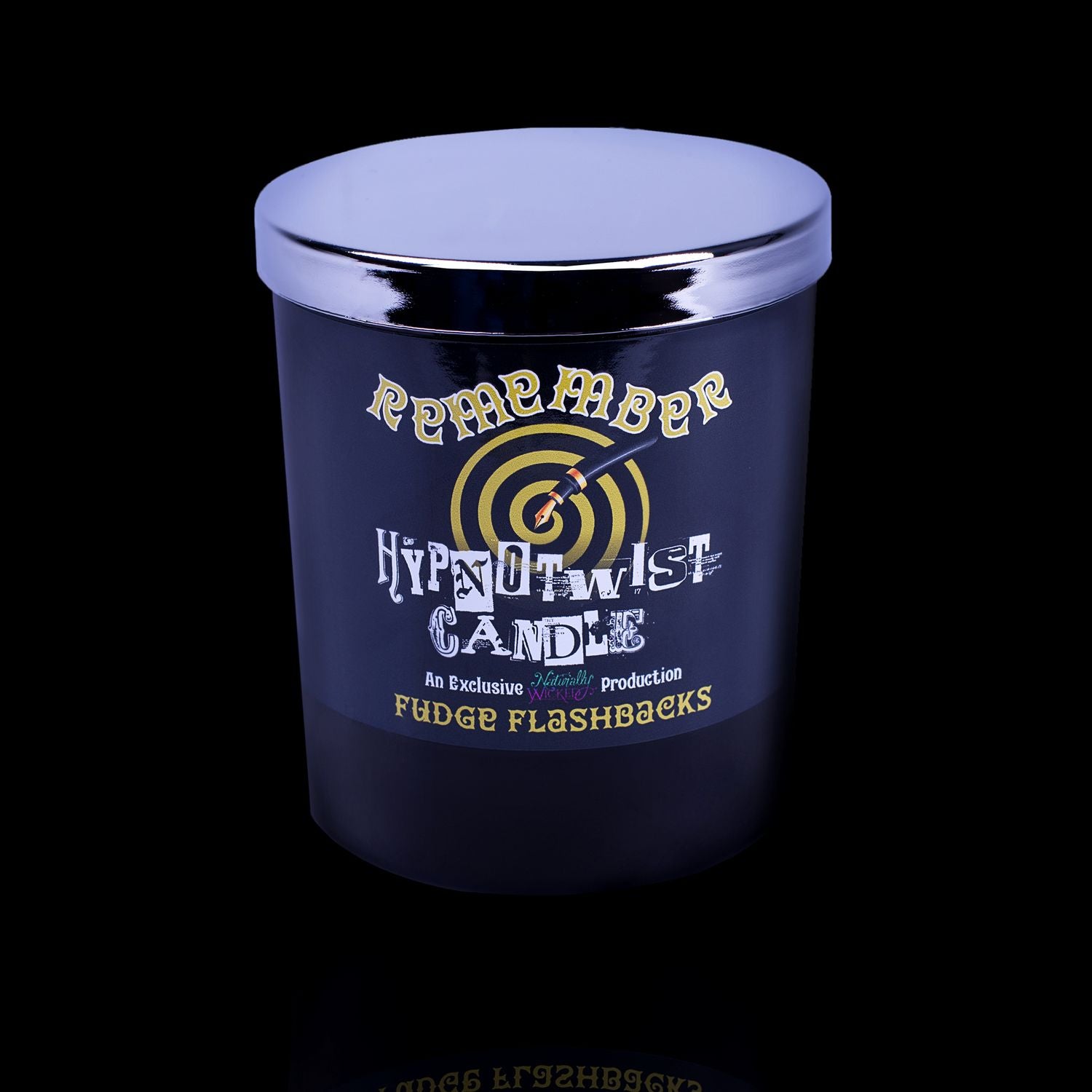 Remember To Treasure The Memories With The Naturally Wicked Hypnotwist Remember Candle Featuring Plant-based Soy  Brown Wax Scented With Fudge Flashbacks & Includes A Tiger's Eye Crystal Spinning Top & Mirrored Lid