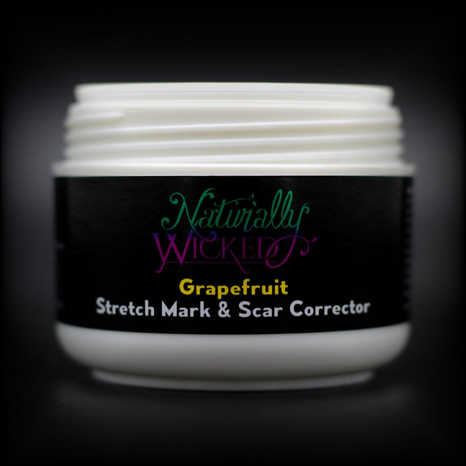 Naturally Wicked Grapefruit Stretch Mark & Scar Corrector Without Lid Exposing Seal & Screw Connection